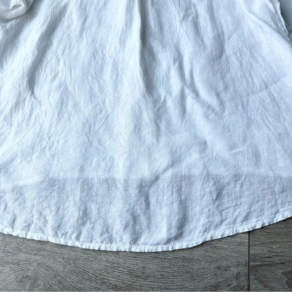 Elissia Pure Linen Studded Accent  White Button Down Shirt Blouse Made in Italy - Picture 15 of 16